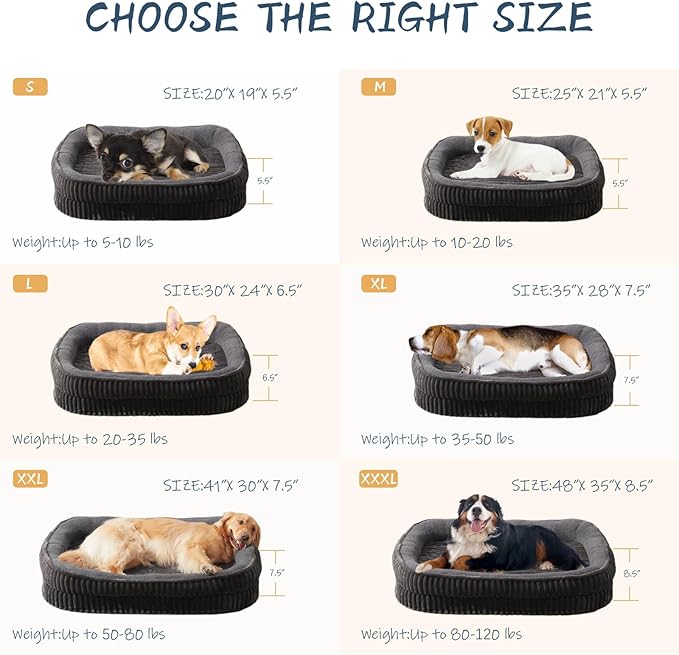 Orthopedic Dog Bed for Small Dogs Breeds, High Density Egg Crate Foam Dog Sofa Beds,Oval Kennel Bed, Pet Couch Bed with Four Sided Bolster, Removable Washable Cover& Non-Slip Bottom