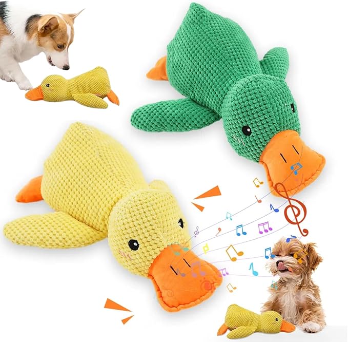 2025 Upgraded Dog Toys, New Durable Calming Duck Toys, Dog Toys for Aggressive Chewers with Soft Squeaker, Fun for Indoor Puppies and Senior Pups (2 Pcs, XL-14.9 * 17.7in)