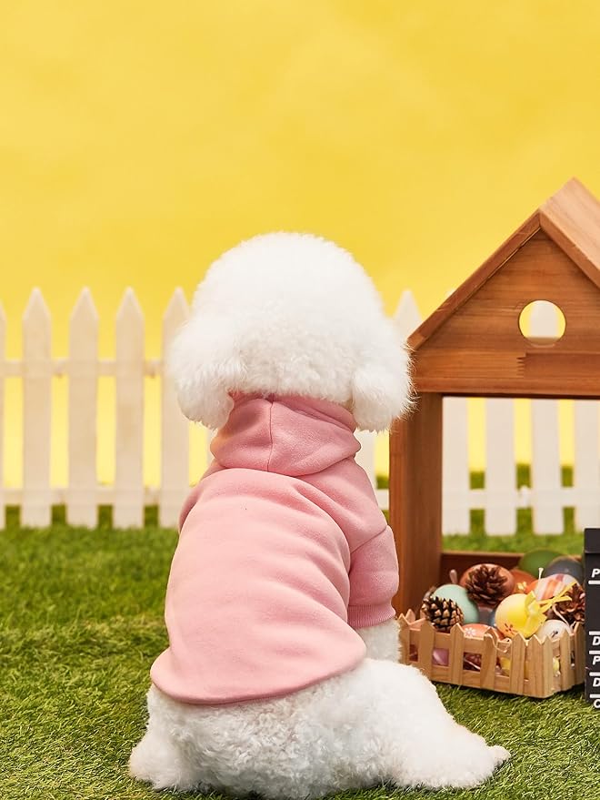 QWINEE Basic Dog Hoodie Sweatshirt Puppy Sweater Warm Cat Costumes Pet Clothes for Chihuahua Puppy Kitten Small Medium Dogs Black and Pink Medium