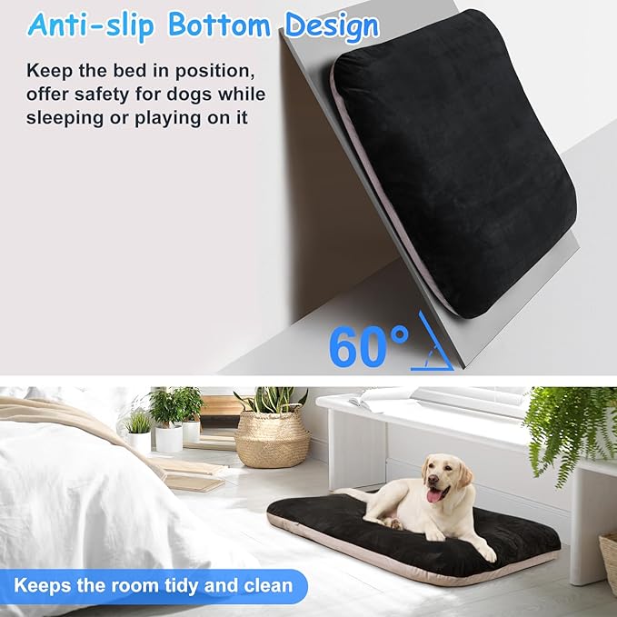 Magic Dog Super Soft Large Dog Bed Orthopedic Pet Beds 30 Inch Washable Anti Slip Dog Sleeping Mattress with Removable Cover, Dark Grey M