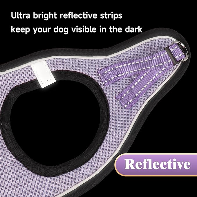 YIMEIS Dog Harness and Leash Set, No Pull Soft Mesh Pet Harness, Reflective Adjustable Puppy Vest for Small Medium Large Dogs, Cats (Taro Purple, Medium (Pack of 1)