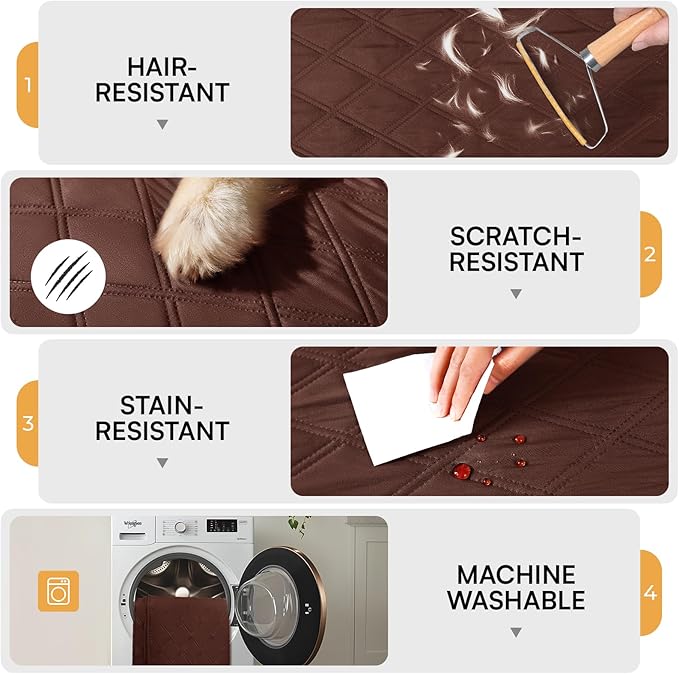Luciphia 100% Waterproof Couch Cover Blanket for Dogs Anti-Slip Pet Couch Protector Sofa Mat Puppy Cat Blanket with Non-Slip Bottom, Coffee Brown, 40x50 Inch