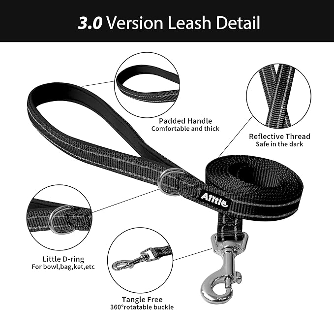 AIITLE Step in Dog Harness and Leash Set - No Pull Escape Proof Vest Harnesses with Soft Mesh and Reflective Bands, Adjustable Pet Outdoor Harnesses for Small and Medium Dogs Black M