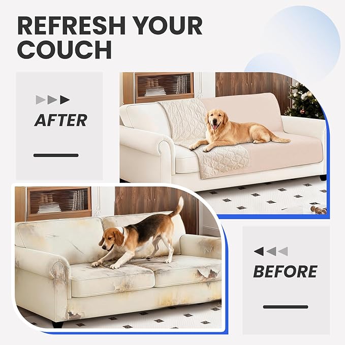 Waterproof Dog Blanket, Non-Slip Soft Pet Bed Cover, Couch Cover for Dogs Washable, Protects Sofa, Furniture, Crate, Car, Tear Resistant Leakproof Pet Blanket (40x50 Inch, Beige)