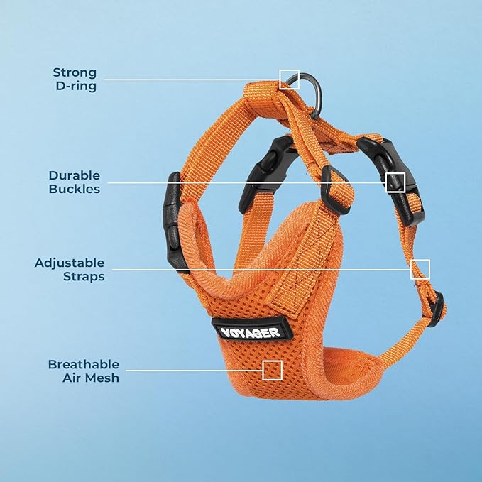 Voyager Step-in Pet Harness - All Weather Mesh, Adjustable Step in Harness for Cats and Dogs by Best Pet Supplies - Orange, S