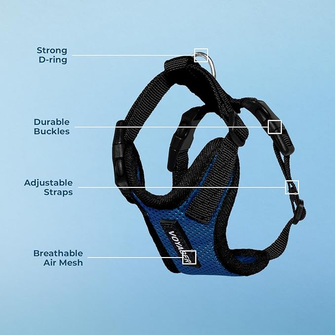Voyager Step-in Pet Harness - All Weather Mesh, Adjustable Step in Harness for Cats and Dogs by Best Pet Supplies - Royal Blue/Black Trim, XS