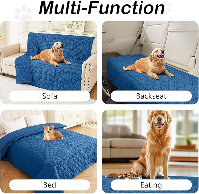 hyha Waterproof Dog Bed Blanket, Soft Pet Blankets, Waterproof Couch Cover for Dogs, Reversible Sofa Covers Washable for Furniture (52x82 Inch, Navy Blue/Navy Blue)