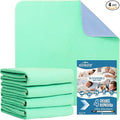 OUTCREATOR® Washable Bed Pads 34" x 36" (Pack of 4), Incontinence Mattress Protector, Anti-Slip Waterproof Underpads for Adults Kids Elderly Pets, Absorbency & Reusable Bedwetting Pads (Solid Green)
