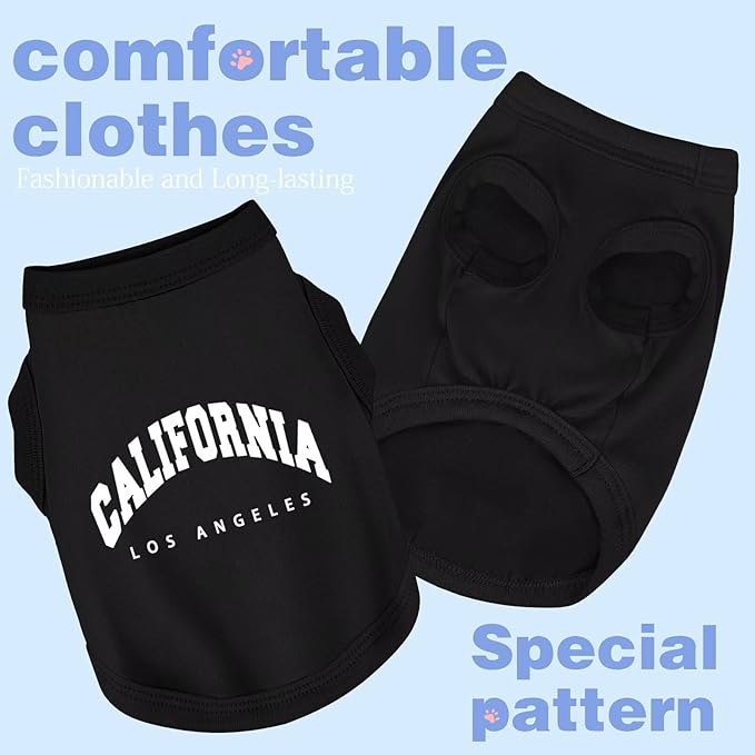 Discover Cozy Cotton Canine Wear: Soft, Lightweight, and Breathable Dog Shirt Vest with Eye-Catching Graphics(California), Keeping Your Furry Friend Warm and Comfy! Black 3XL