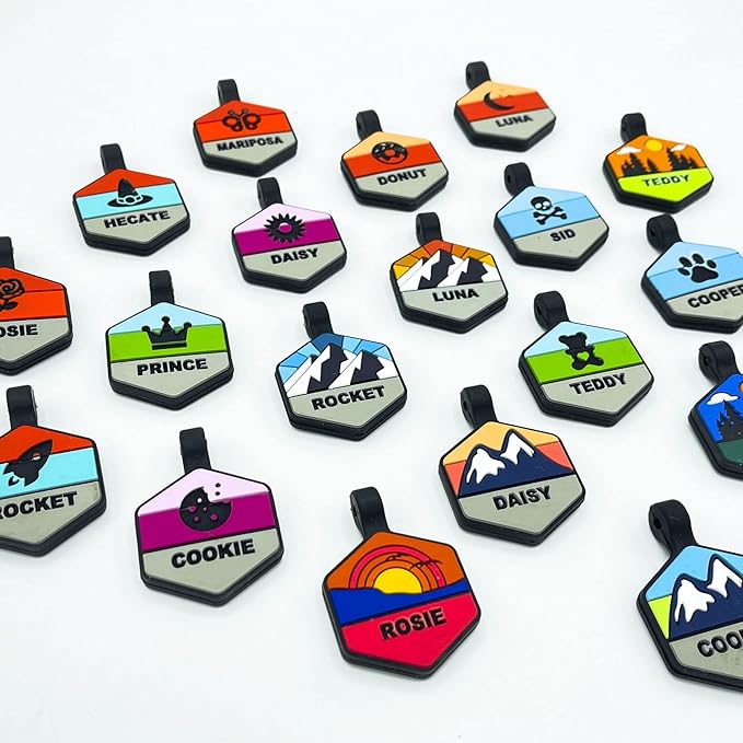 Silent Dog Tag Personalized with 5 Lines of Custom Deep Engraved Durable Soundless Silicone Pet ID Name Tag Hexagon Snow Mountain Girl