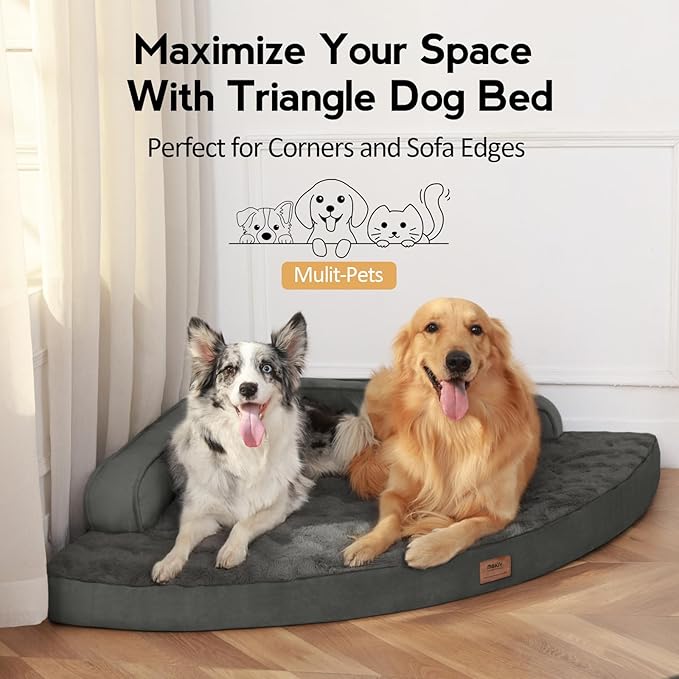 Large Orthopedic Dog Bed with Sides XXL Dog Beds with Removable Washable Cover Non-Slip Waterproof Pet Bed for Extra Large Dogs - Dark Grey XXL