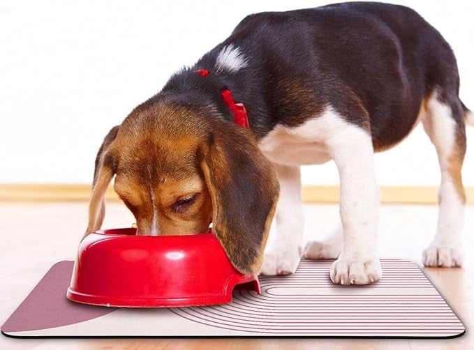 Dog Food Mats for Floors Waterproof, Cat Water Bowl Mats Pet Feeding Absorbent Mat Placemats for Food and Water Pink Bohemia 16 * 24 inch