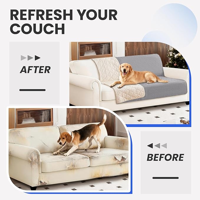 Waterproof Couch Covers for Pets, Waterproof Dog Bed Cover, Anti-Slip Soft Dog Blankets, Couch Cover for Dogs Washable, Pet Blanket for Puppy Large Dogs Cat (82x120 Inch, Light Grey)