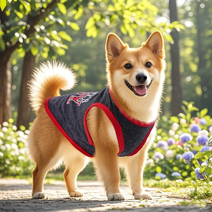 4 Pack Dog Shirts Summer Printed Puppy Clothes Novel Sleeveless Pet T Shirts Dog Clothes for Small Medium Dogs Cats Boy(L)