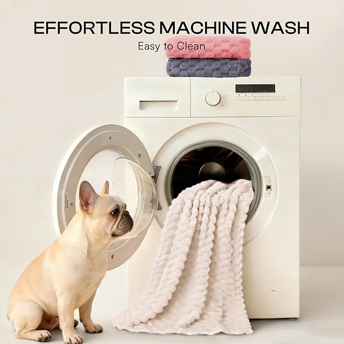 Luciphia Soft 300GSM Fleece Pet Blanket for Small Medium Large Dogs Washable 3D Textured Flannel Cat Puppy Decorative Furniture Protector Throw Durable White, L(41''x31'')