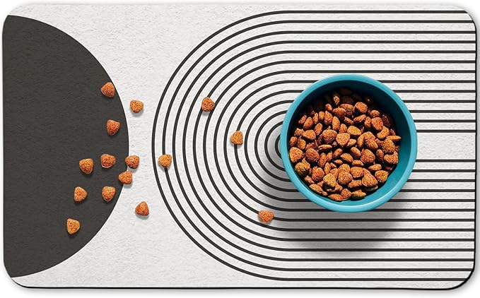Dog Food Mats for Floors Waterproof, Cat Water Bowl Mats Pet Feeding Absorbent Mat Placemats for Food and Water Black Bohemia 24 * 32 inch