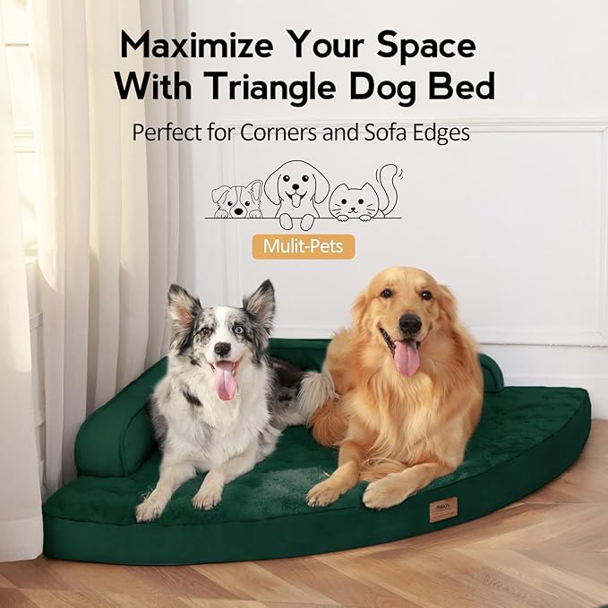 Large Orthopedic Dog Bed with Sides XXXL Dog Beds with Removable Washable Cover Non-Slip Waterproof Pet Bed for Extra Large Dogs - Dark Green XXXL