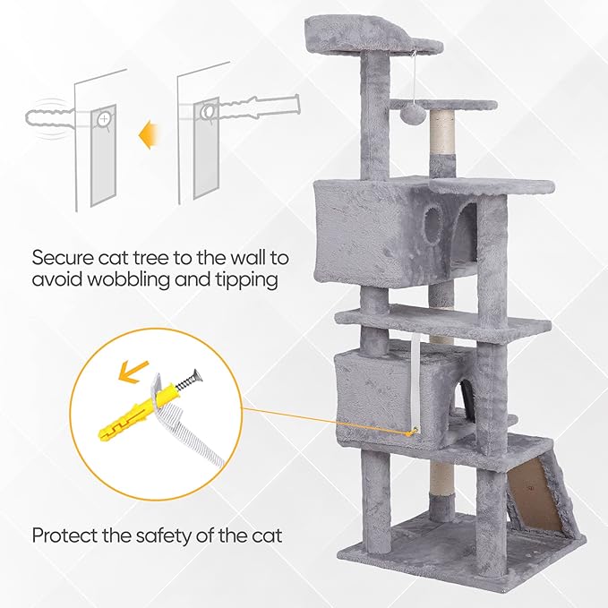 Nova Microdermabrasion 54 in Cat Tree Tower for Indoor Cats Multi-Level Cat Condo Cat Bed Furniture with Scratching Post Kittens Activity Center