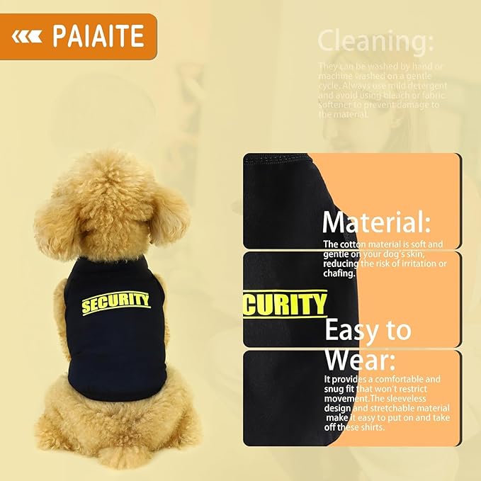 Discover Cozy Cotton Canine Wear: Soft, Lightweight, and Breathable Dog Shirt Vest with Eye-Catching Graphics(Security), Keeping Your Furry Friend Warm and Comfy! Grey XS