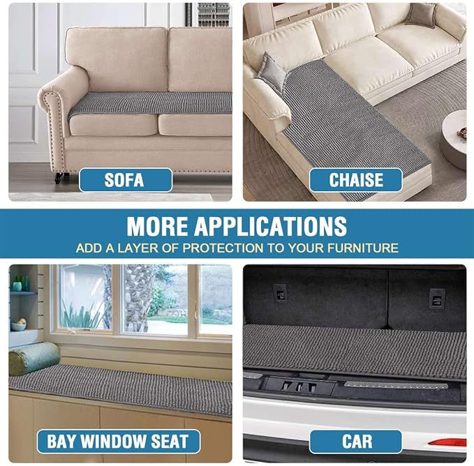 H.VERSAILTEX Plush Chenille Couch Cover for 3 Cushion Couch Anti Slip Washable Sofa Slipcovers Soft and Durable Furniture Protector for Dogs Cats Kids (27.5" x 71", Gray)