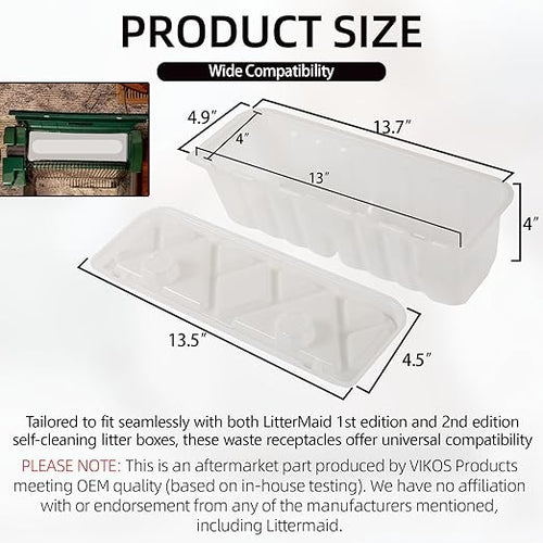 20-Pack Litter Box Waste Receptacles Compatible with Littermaid 1St/2nd Edition Automatic Cat Litter Box, Disposable Waste Receptacles for Littermaid, Convenient & Odor-Free Disposal