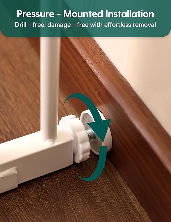 Babelio Smart Baby Gate with Auto-Unlock/Close, Pressure Mounted No Drill for Doorways/Top of Stairs. Pet/Dog Door Wide Walk Thru w/Infrared Sensor & Instant Safety Alert (White, 30.3-47.2" W, 30" H)