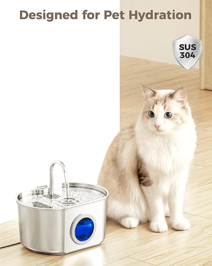 Official 9 Pack Replacement Filters & Pre-Filter Sponges for 74oz/2.2L Stainless Steel Cat Fountain & 108oz/3.2L Cordless Pet Water Fountain