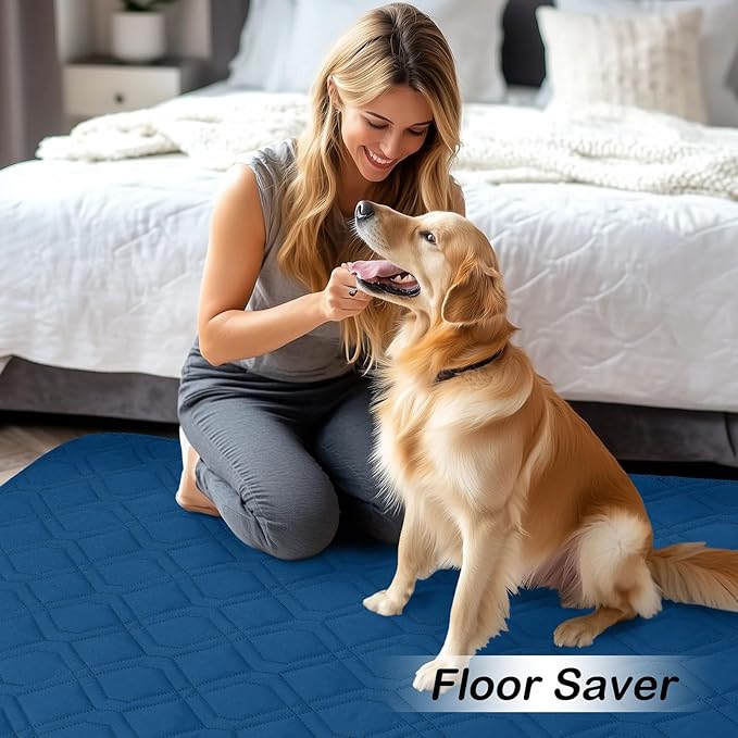 hyha Waterproof Dog Bed Blanket, Soft Pet Blankets, Waterproof Couch Cover for Dogs, Reversible Sofa Covers Washable for Furniture (82x102 Inch, Navy Blue/Blue)