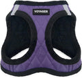 Best Pet Supplies - All Weather Plush, Reflective, No Pull Harness for Small, Medium Dogs, Cats - Secure with Hook & Loop Fastener, Buckle, Double D-Rings - Purple Faux Leather, L