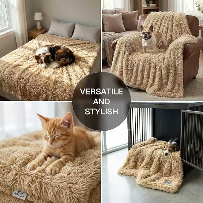 PJYuCien Dog Blankets for Small Medium Dogs Washable - Fluffy Fuzzy Cat Blanket for Couch, Puppy Throw for Furniture with Polyester Fleece, Super Soft Plush for Pet Kitten Doggy, Brown, 30" x 40"