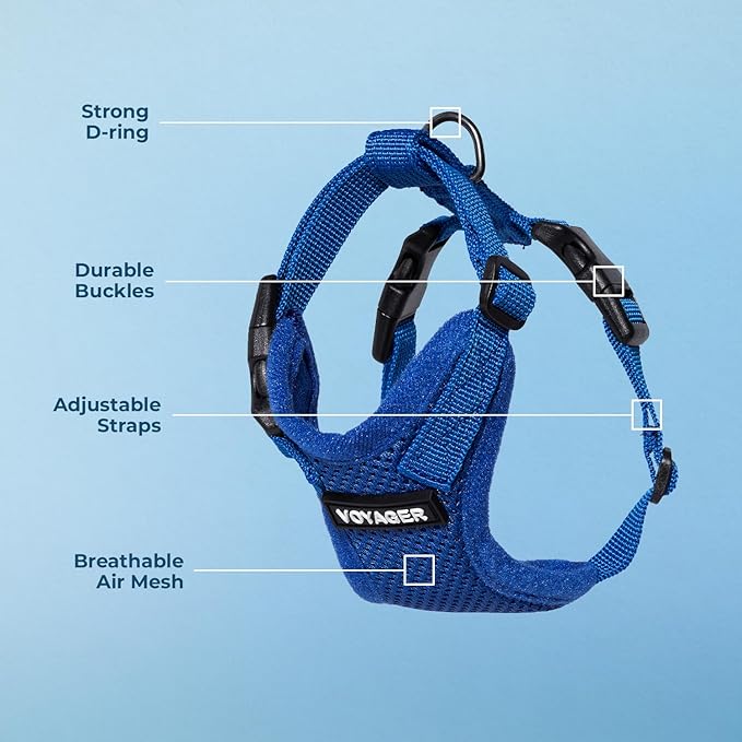 Voyager Step-in Pet Harness - All Weather Mesh, Adjustable Step in Harness for Cats and Dogs by Best Pet Supplies - Royal Blue, S