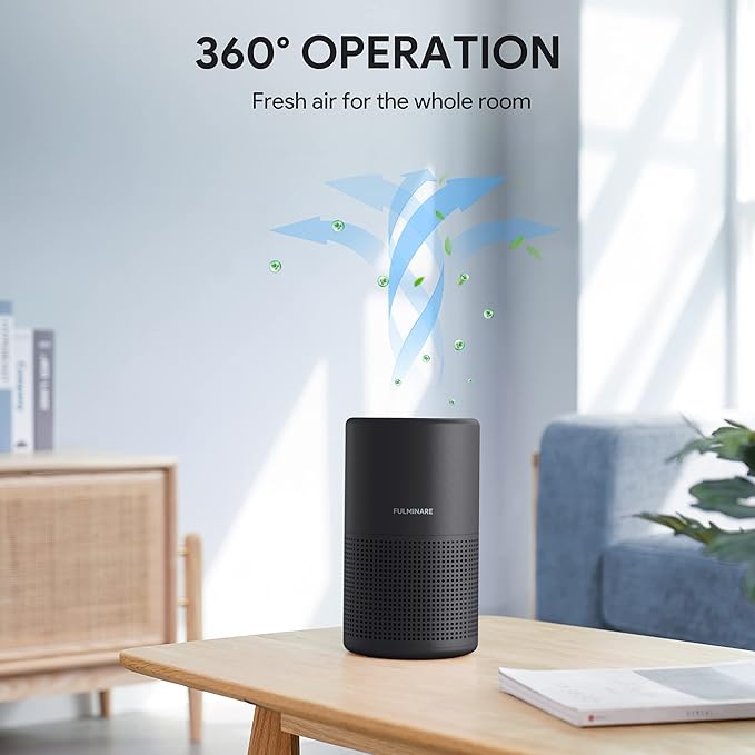 Air Purifiers for Bedroom, FULMINARE H13 True HEPA Air Filter, Quiet Air Cleaner With Night Light, Portable Small Air Purifier for Home, Office, Living Room Black