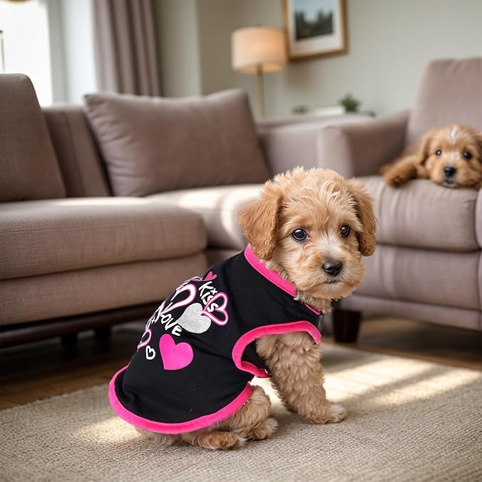 4 Pack Dog Shirts Summer Printed Puppy Clothes Cute Sleeveless Pet T Shirts Dog Clothes for Small Medium Dogs Cats Girl(L)
