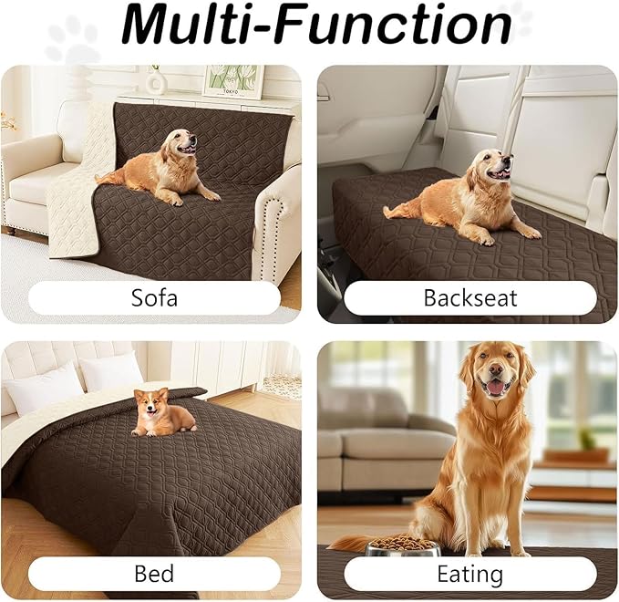 hyha Waterproof Dog Bed Blanket, Soft Pet Blankets, Waterproof Couch Cover for Dogs, Reversible Sofa Covers Washable for Furniture (30x70 Inch, Chocolate/Beige)