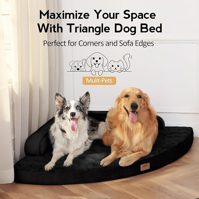 Large Orthopedic Dog Bed with Sides XXXL Dog Beds with Removable Washable Cover Non-Slip Waterproof Pet Bed for Extra Large Dogs - Black XXXL