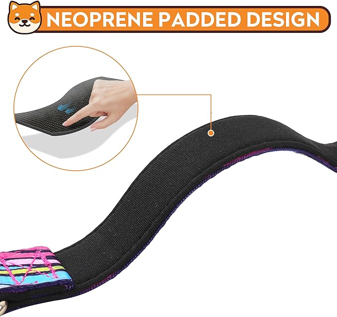 Reflective Dog Collar, Adjustable Soft Neoprene Padded Nylon Pet Collars with Buckle for Puppy and Small Dogs, Cats, Colorful Wave Pattern,XL