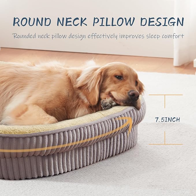 Orthopedic Dog Bed for Medium Dogs Breeds, High Density Egg Crate Foam Dog Sofa Beds,Oval Kennel Bed, Pet Couch Bed with Four Sided Bolster, Removable Washable Cover& Non-Slip Bottom
