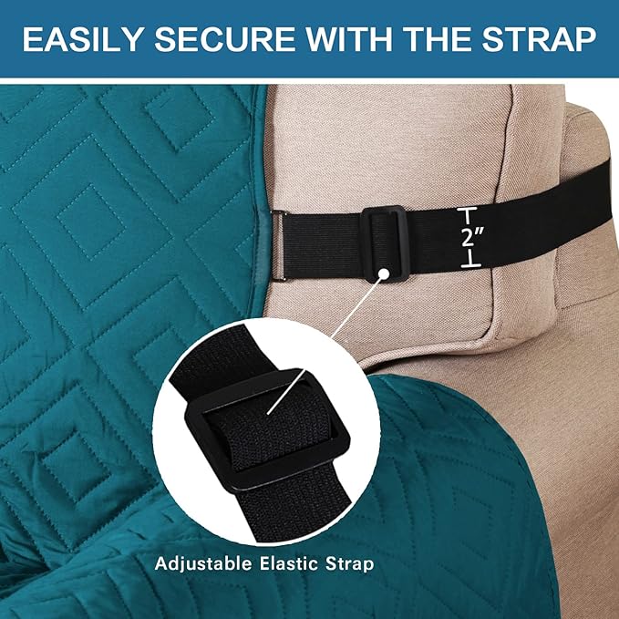 H.VERSAILTEX Reversible Loveseat Cover Furniture Protector Anti-Slip Water Resistant 2" Elastic Straps Couch Covers Pets Kids Fit Sitting Width Up to 46"(Love Seat: 75" x 90", Dark Teal/Beige)