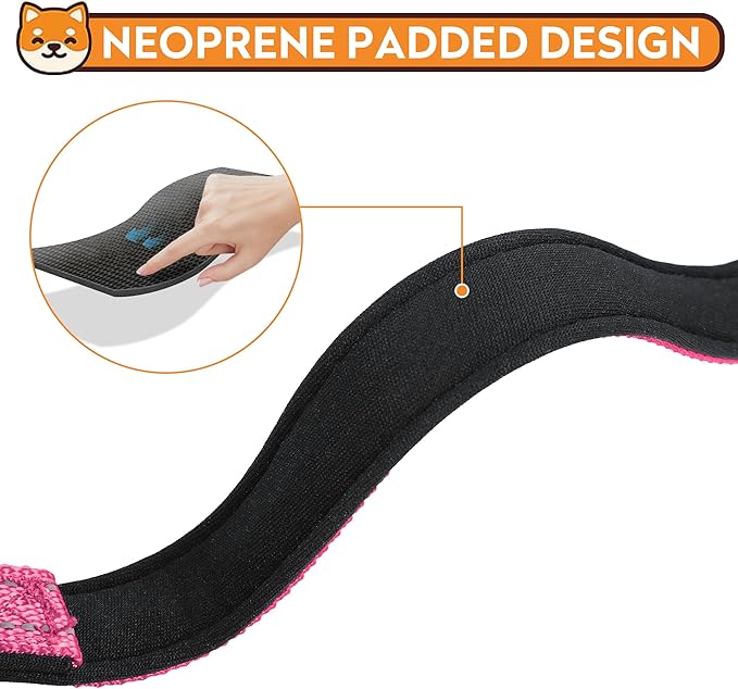 Reflective Dog Collar, Adjustable Soft Neoprene Padded Nylon Pet Collars with Buckle for Extra Large Dogs, Hotpink,XL