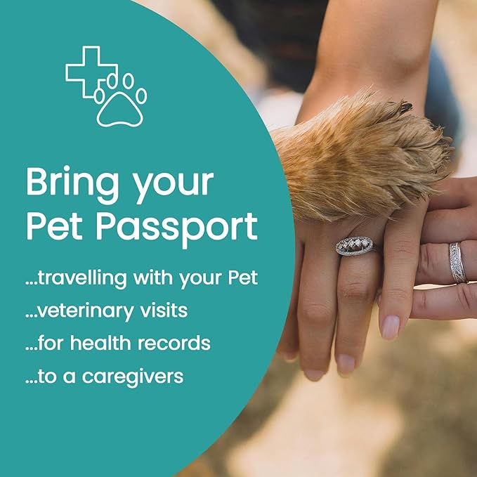 Color Premium PU Leather stitch-sewn Pet Passport Medical Record for Pet Health and Vaccination English + Spanish for Cat, Dog, Puppy and Kitten (Aquamarine, Single)