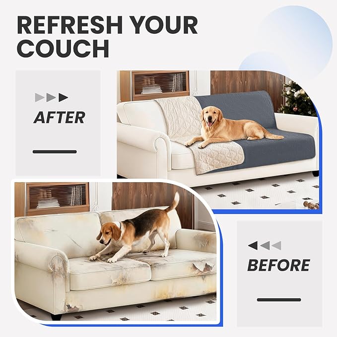 Waterproof Dog Blanket, Non-Slip Soft Pet Bed Cover, Couch Cover for Dogs Washable, Protects Sofa, Furniture, Crate, Car, Tear Resistant Leakproof Pet Blanket (52x82 Inch, Dark Grey)