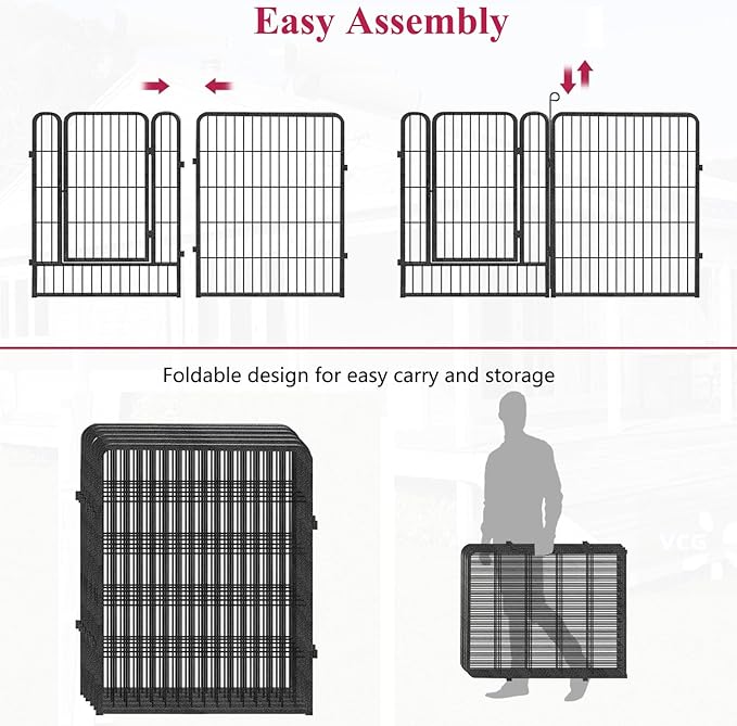 Dog Playpen Dog Fence Outdoor for Yard, 32inch 34 Panels Dog Pens Outside Anti-Rust Pet Playpen Exercise Pen with Lock for Large Medium Small Dogs, Portable Pet Fence for Yard RV Camping