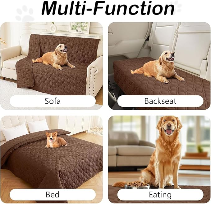 hyha Waterproof Dog Bed Blanket, Soft Pet Blankets, Waterproof Couch Cover for Dogs, Reversible Sofa Covers Washable for Furniture (30x70 Inch, Brown/Brown)