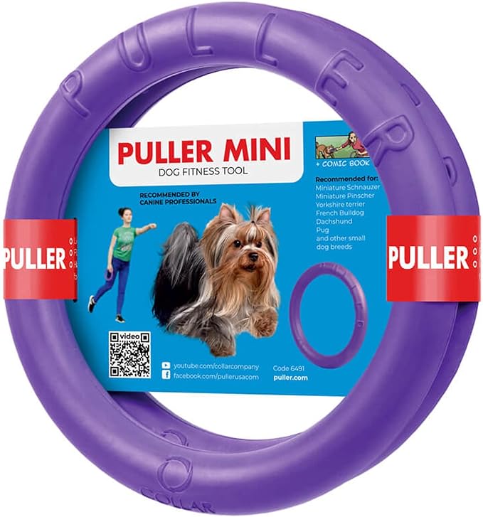 Dog Toy - Interactive Small Midi Dog Puppies Training - Fetch Toy - Dental Healthy - Dog Toys Set 2 Rings by Puller Mini Plus - Size 7 inches
