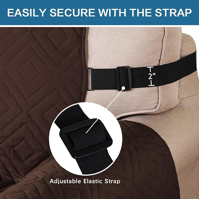 H.VERSAILTEX Reversible Chair Cover Furniture Protector Anti-Slip Couch Cover Water Resistant 2" Elastic Straps Chair Slipcover Pets Kids Fit Sitting Width Up to 21" (Chair:75" x 65", Brown/Beige)