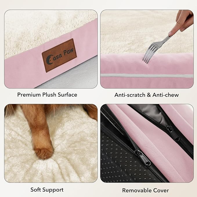 Orthopedic XXL Dog Beds, Waterproof Egg Crate Foam Big Pet Bed for All Breed Sized Dogs 53x42Inch, Washable Extra Large Dog Couch Bed with Removable Cover and Non-Slip Bottom, Pink