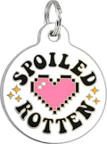 Bad Tags Personalized Dog and Cat ID Tags in 25+ Designs and 2 Sizes - 5 Lines of Custom Engraved Text - Funny Cute Personalized Pet Tags (Spoiled Rotten, Large (1.25 inch))