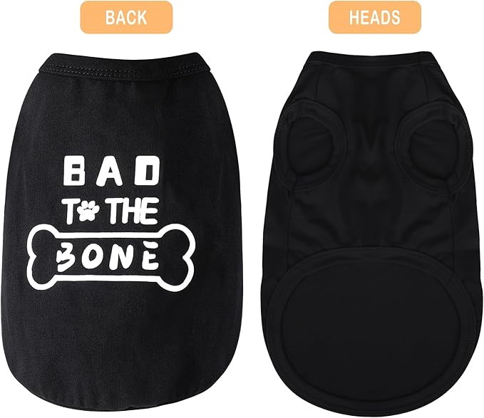 Discover Cozy Cotton Canine Wear: Soft, Lightweight, and Breathable Dog Shirt Vest with Eye-Catching Graphics(Bad to The Bone), Keeping Your Furry Friend Warm and Comfy! Black 4XL