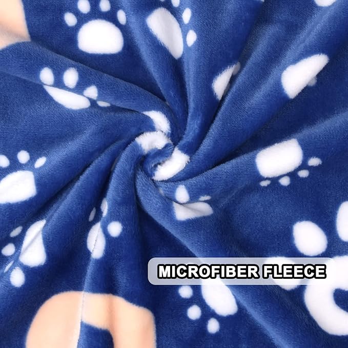 Dog Blanket, Soft Fleece Dog Blankets for Extra Large Dogs, Fluffy Flannel Pet Cat Puppy Blanket Mat Cover for Bed Couch, Cute Paw Print Throw Blanket for Dogs, Blue 80"X60"