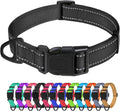 TagME Reflective Nylon Dog Collars, Adjustable Classic Pet Collar with Quick Release Buckle for Small Dogs, Black, 3/4" Width